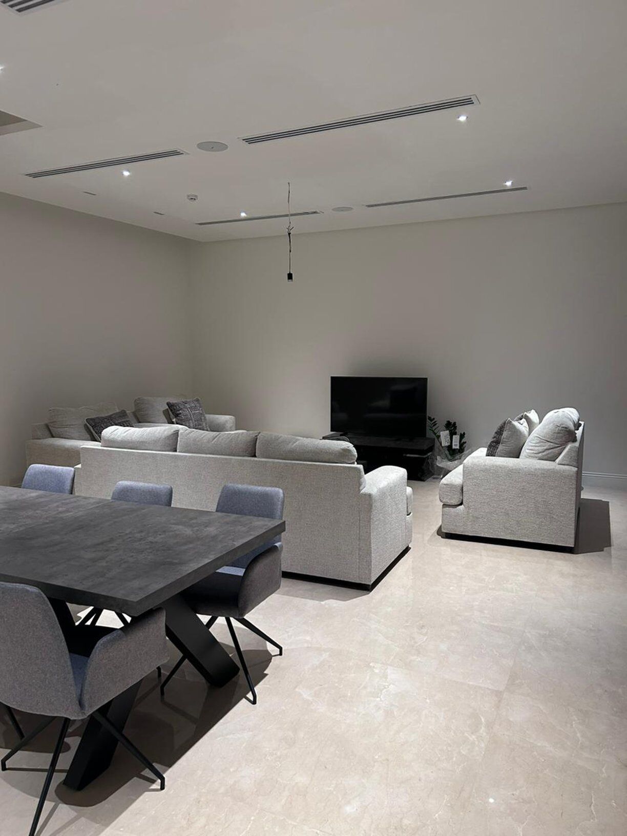 Feature staircase with pendant lighting, Saudi Arabia